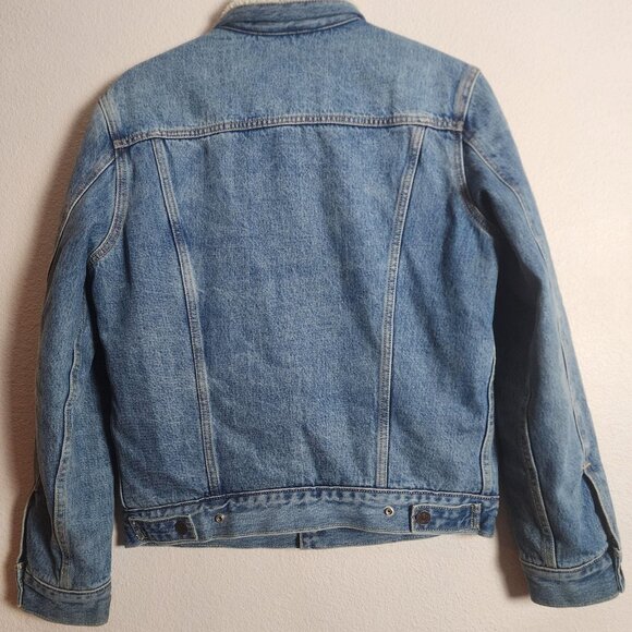 Levis Sherpa Trucker Jacket Mens Small Blue Denim Lined Warm PC9 16365-0029 - Picture 9 of 12